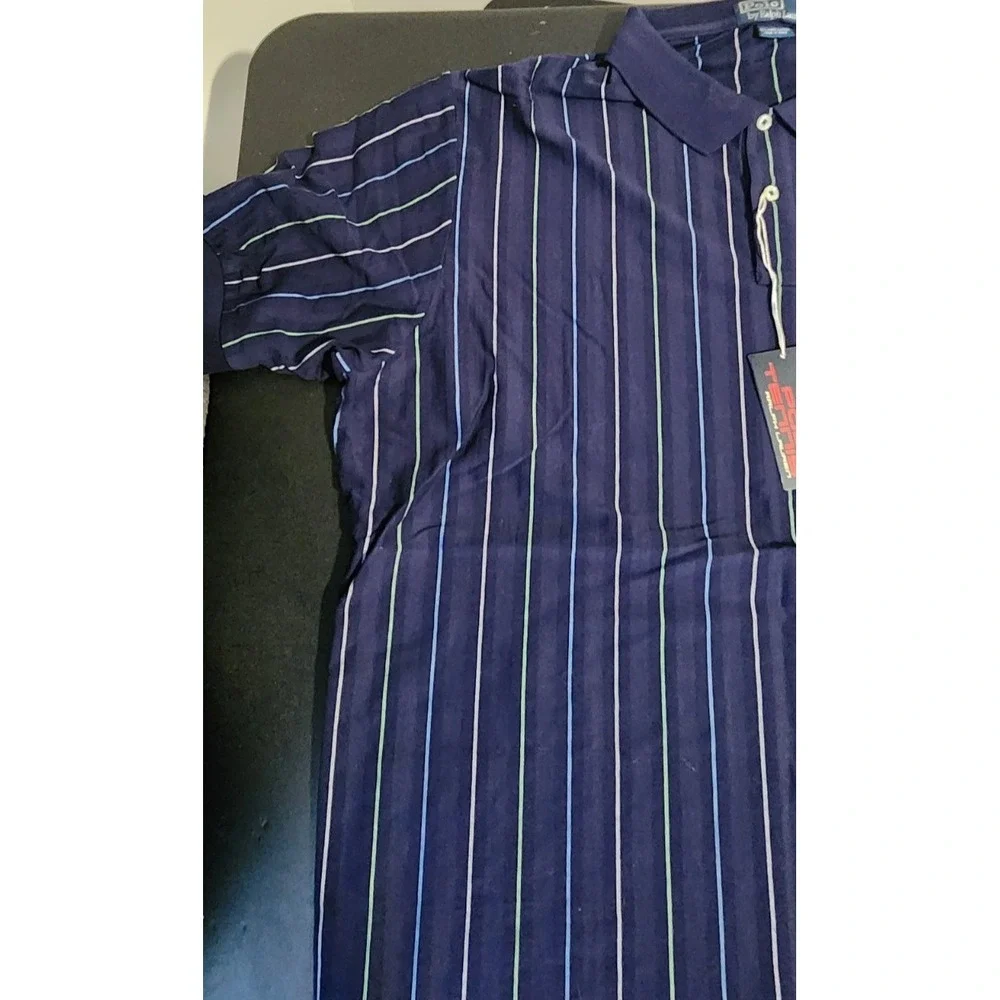NWT‎ Polo Ralph Lauren Tennis US Open Polo Shirt XXL Navy Stripe Pima Cotton